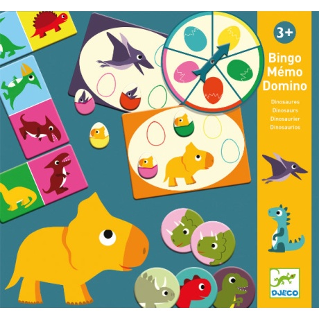 Dinosauruste bingo-memo-doomino