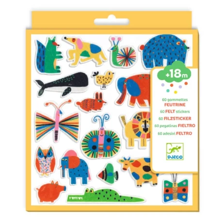 60 felt stickers - Animals everywhere!