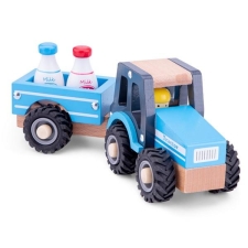 Haagisega traktor - piimapudelid